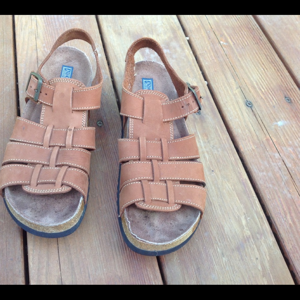 LANDS END womens size 9 brown sandals GUC